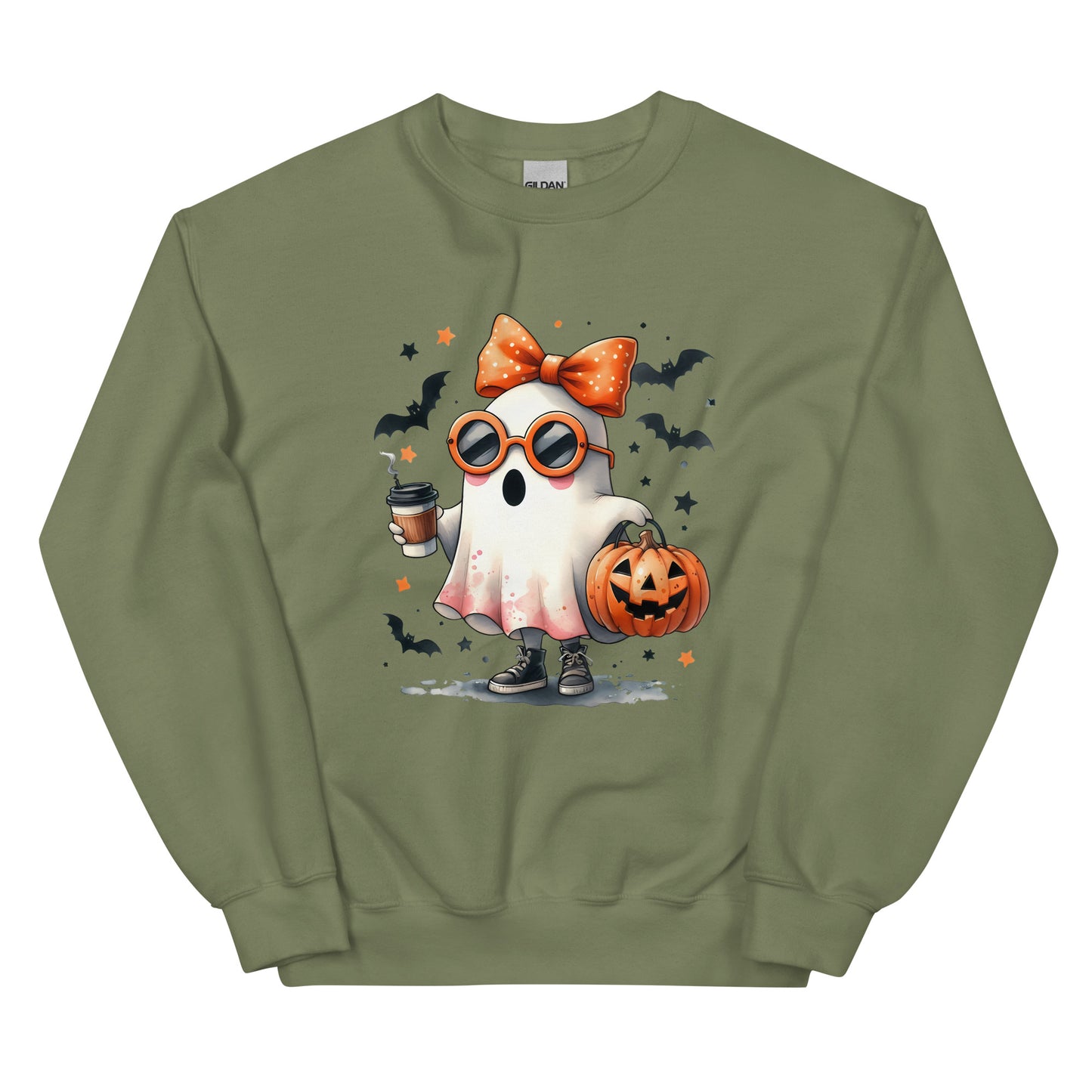 Halloween ghost sweatshirt, Lil Boo, Halloween gift, Coffee lovers