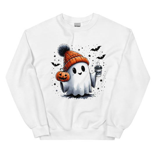 Halloween ghost sweatshirt, Lil Boo, Halloween gift, Coffee lovers