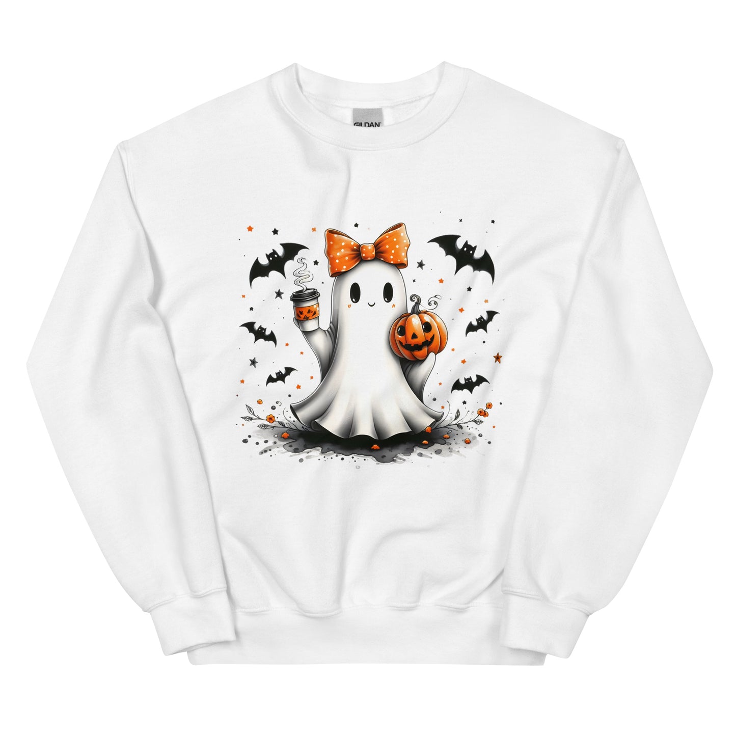 Halloween ghost sweatshirt, Lil Boo, Halloween gift, Coffee lovers