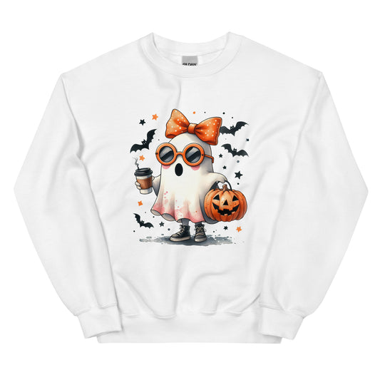 Halloween ghost sweatshirt, Lil Boo, Halloween gift, Coffee lovers